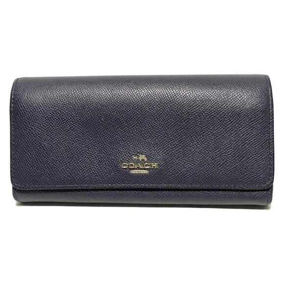 Auth COACH - 53906 Navy Leather Long Wallet - Picture 1 of 6